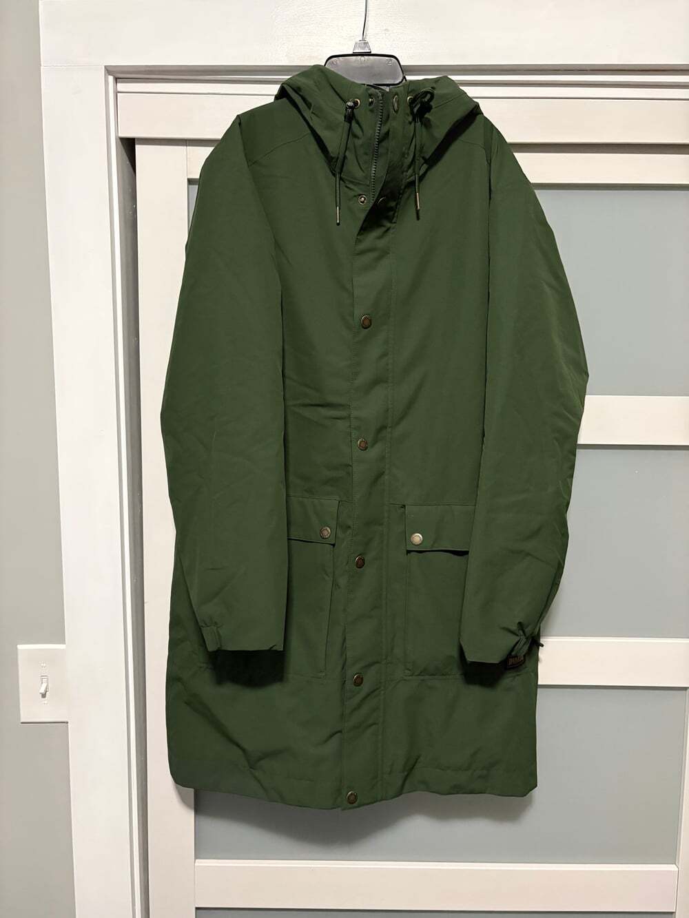 Duluth Trading Co. Mens Storm Heckler Raincoat Green Lined sz L NEW